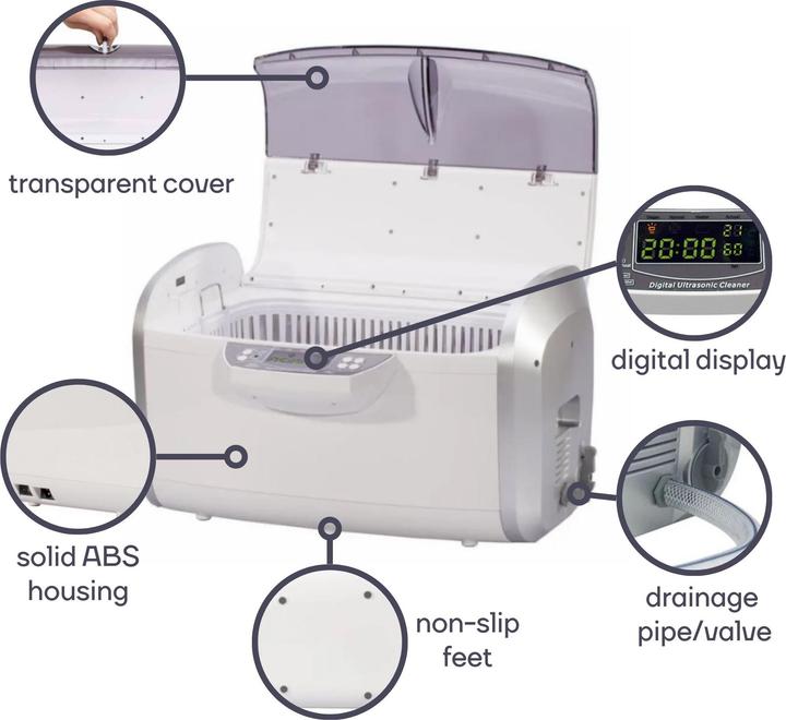 Image du produit Velleman VTUSC6 ultrasons nettoyeur 6 l//300 w (35 kHz, 6000 ml)