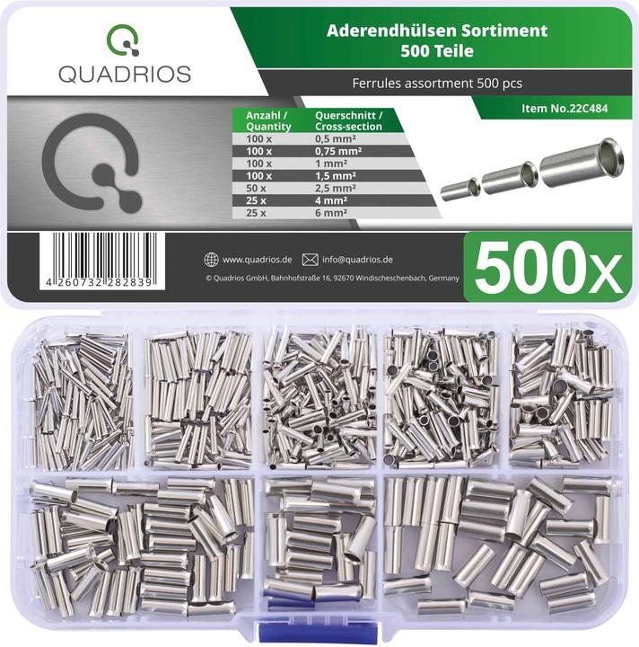 Produktbild Quadrios 22C484 Aderendhülsen-Sortiment Unisoliert 500 St.