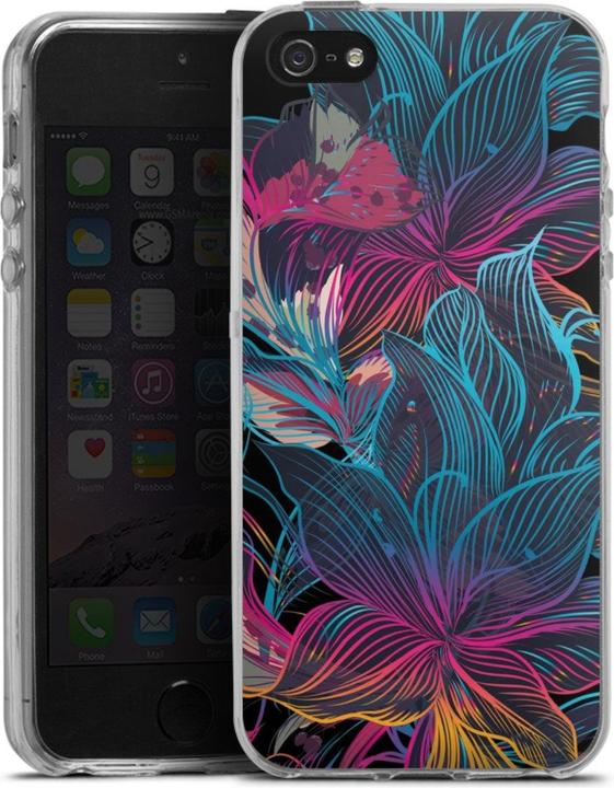 Produktbild DeinDesign Silikon Hülle für Apple iPhone 5 Handyhülle Case Smartphone Schutzhülle Blumen Neon bunt (Apple iPhone 5)