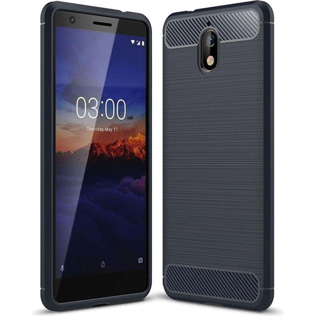 König Design Nokia 3.1 Case Carbon Fiber Optik Brushed Schutz Hülle Bumper Cover Etui Blau (Nokia 3.1), Smartphone Hülle...