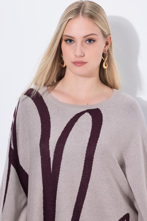 Produktbild Ulla Popken Strick-Poncho, Pinselstrich, Overzized, Rundhals (42, 48)