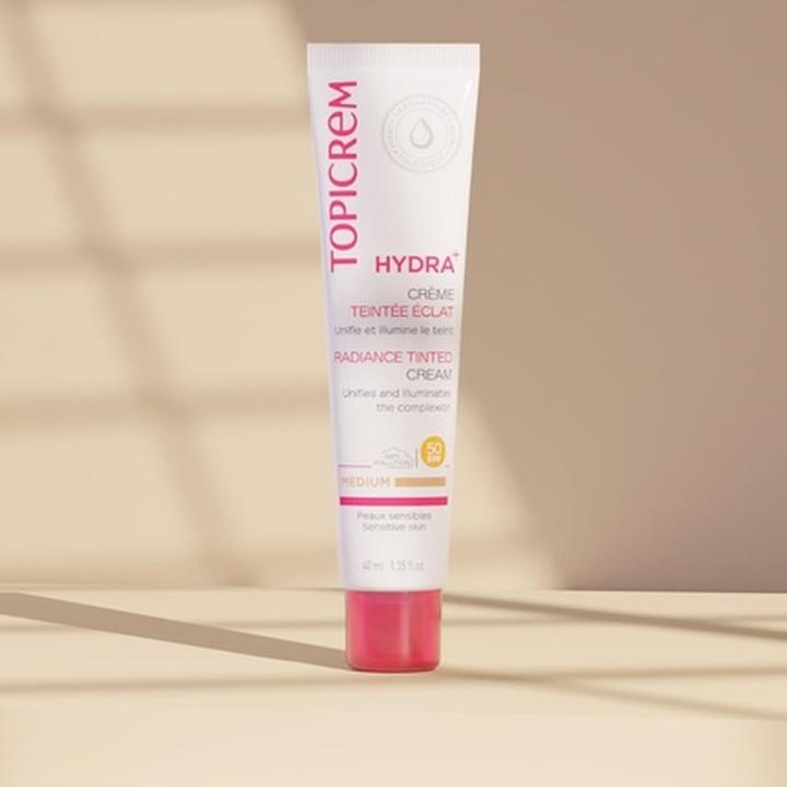 Actual product image Topicrem Toning skin cream SPF 50 Hydra+ (Radiance Tinted Cream) 40 ml - Shade: Medium (Body cream, 40 ml)