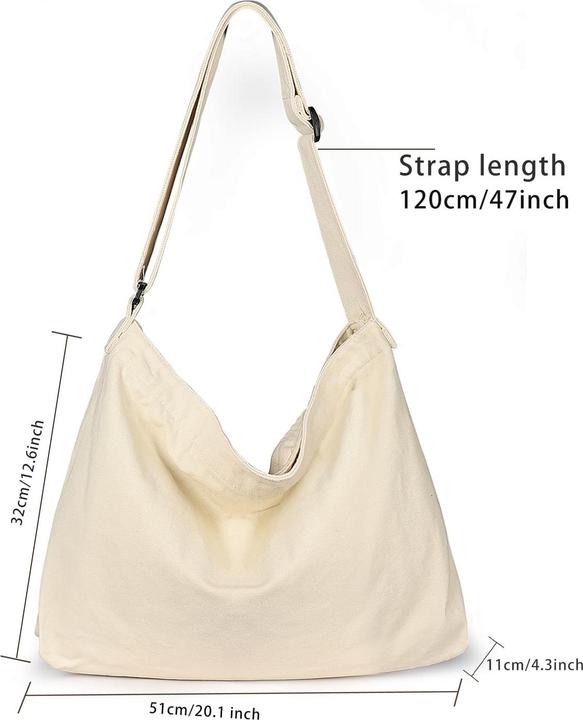 Produktbild Only-Bags.Store Canvas Umhängetasche, Canvas Crossbody Bag Grosse Umhängetasche mit verstellbarem Riemen