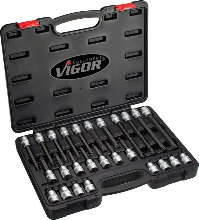 Vigor Internal multi-tooth screwdriver bit set (XZN) ∙ V1918 ∙ Square 12.5 mm (1/2 inch) ∙ Internal...