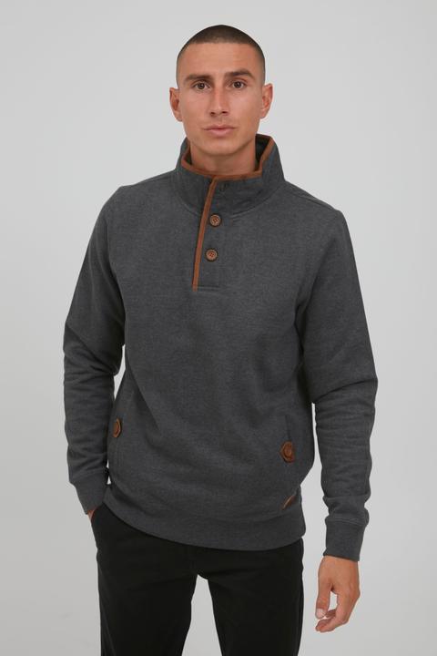 Actual product image Blend Achlias Men's Sweatshirt Sweat Shirt Jumper With High-Neck Buttons And Pockets (L)
