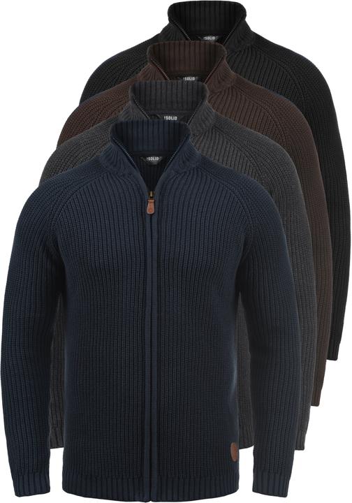 Actual product image Solid Xenos Men's Cardigan Chunky Knit Jacket With Funnel Neck Made Of 100% Cotton (L)