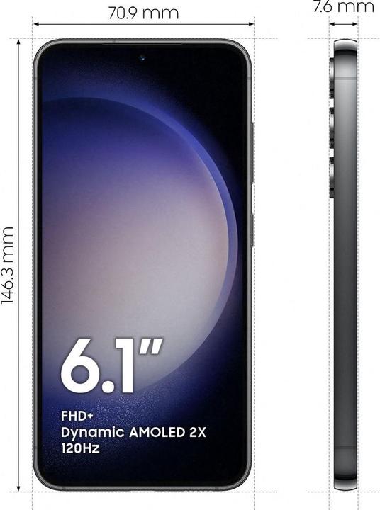 Image du produit Samsung Galaxy S23 (128 Go, Phantom Black, 6.10", SIM + eSIM, 5G)