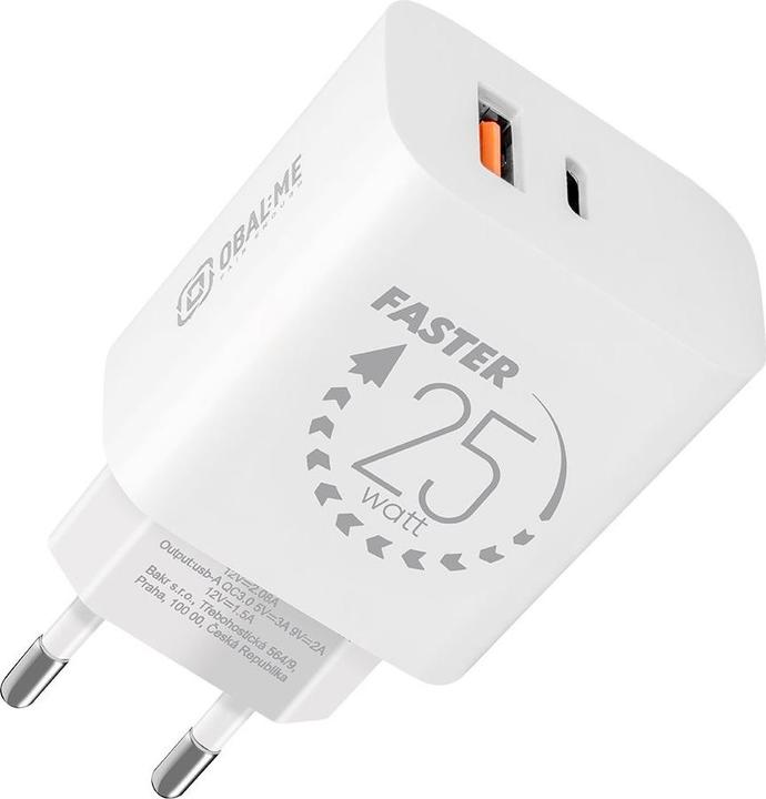 Produktbild iLike Cables and wires - OBAL:ME Wall Charger USB-A + USB-C 25W White (25 W, 2 Ports)