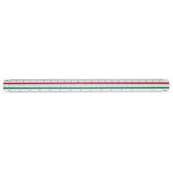 Staedtler, Lineal, Dreikant-Massstab Mars 561 98-2BK, weiss aus Kunststoff, farbige Hohlkehlen, geprägte Teilung (33 mm)