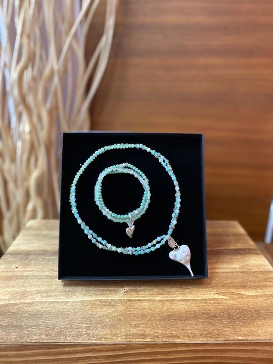 Produktbild Andreani Geschenkset "Herz" aus echtem Amazonit und Cuprit