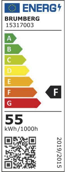 Energie-Label Brumberg LED-Strip QualityFlex COB 15317003 3000K 10W/m 24V 1000lm/m CRI90 IP00 5m (Weiss, 500 cm, Indoor)