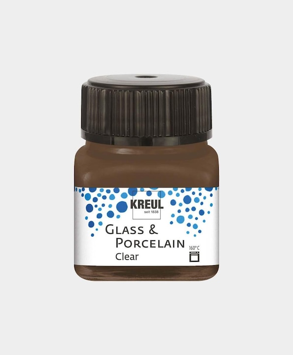 Image du produit Kreul Glass & Porcelain Clear, peinture pour porcelaine et verre (Brun Espresso, 20 ml)