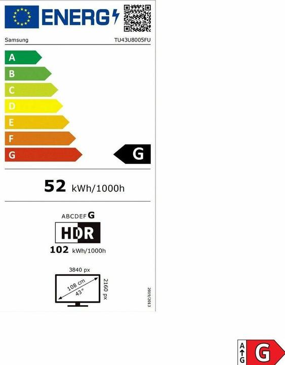 Energie-Label Samsung TU43U8005FU (43", LED, 4K)