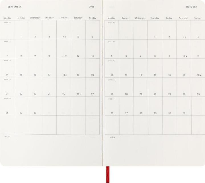 Actual product image Moleskine WONK 2026 LG SC Scha.Rot (13 x 21 cm, English)