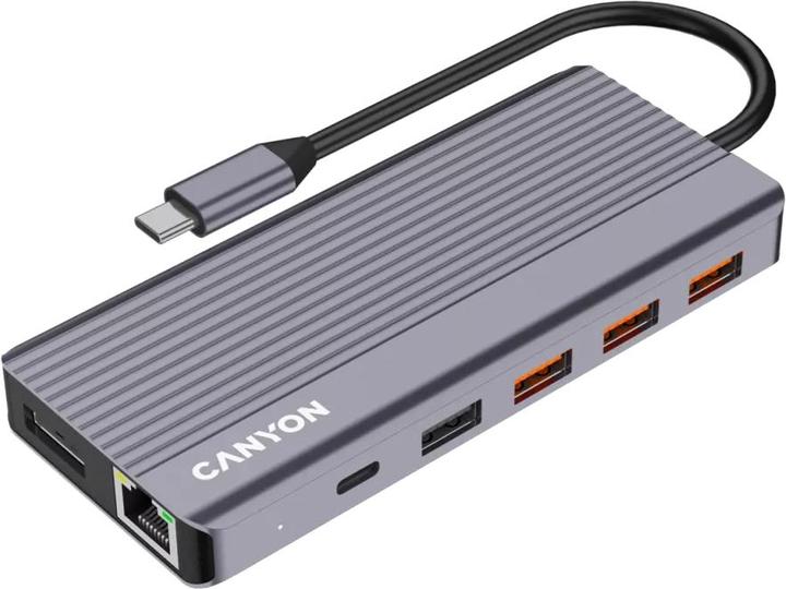 Produktbild Canyon USB-13-in1 HUB USB-C > 2xHDMI/1xDP/4xUSB/RJ45/SD/Aud. retail (USB-C, 13 Ports)