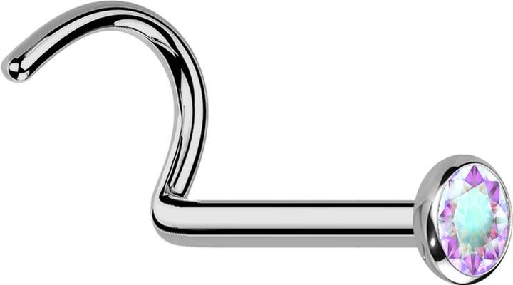 Image du produit Hollywood Body Jewelry Nasenstecker gebogen silber mit flacher Halbkugel Kristall multicolor (sans laiton, Titane)