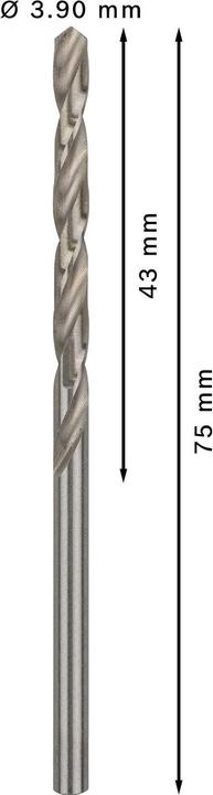 Immagine prodotto Bosch Professional Zubehör Punta PRO Metal HSS-G, 3,9 x 43 x 75 mm (3,9 mm)