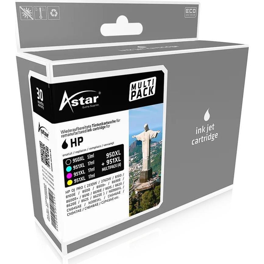 Astar, Cartucce, Confezione da 4 - Nero, Giallo, Ciano, Magenta (M, C, Y, FC)