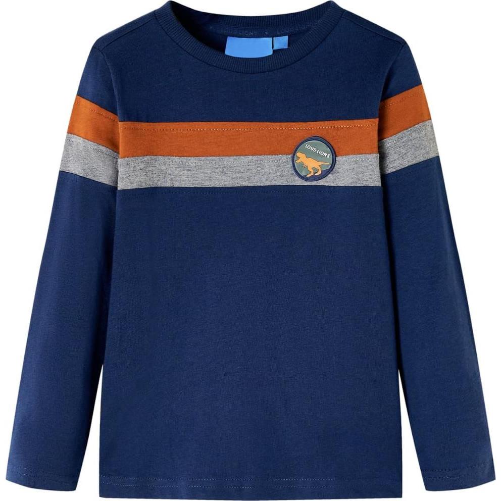 VidaXL, Jungen, Shirt, Kinder-Langarmshirt Marineblau 104,Material: 100, Blau, (104)