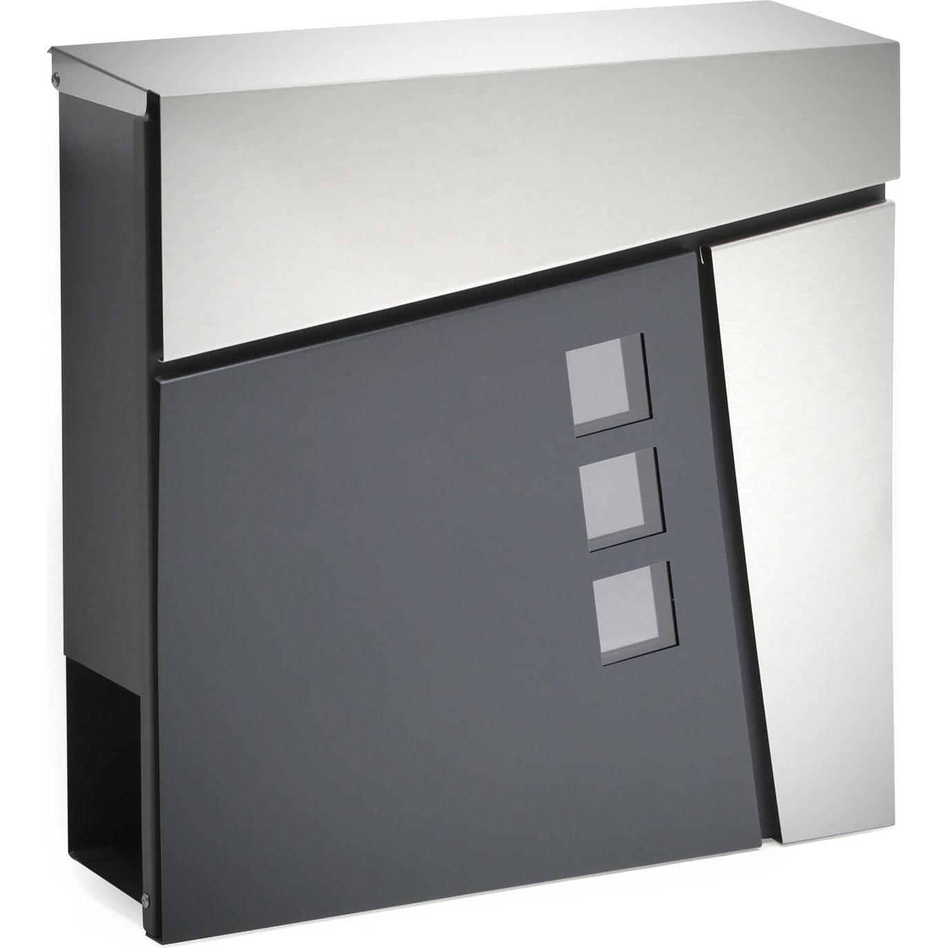 Wiltec, Briefkasten, Briefkasten V24 Anthrazit Edelstahl 370x105x370mm pulverbeschichtet Wand