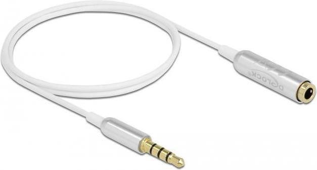 Image du produit Delock Câble d'extension audio jack 3,5 mm 4 broches mâle à femelle Ultra Slim 0,5 m blanc (0.50 m, Extension)