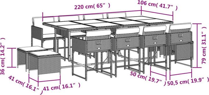 Actual product image vidaXL Garten Essgruppe (220 x 106 x 73 cm)