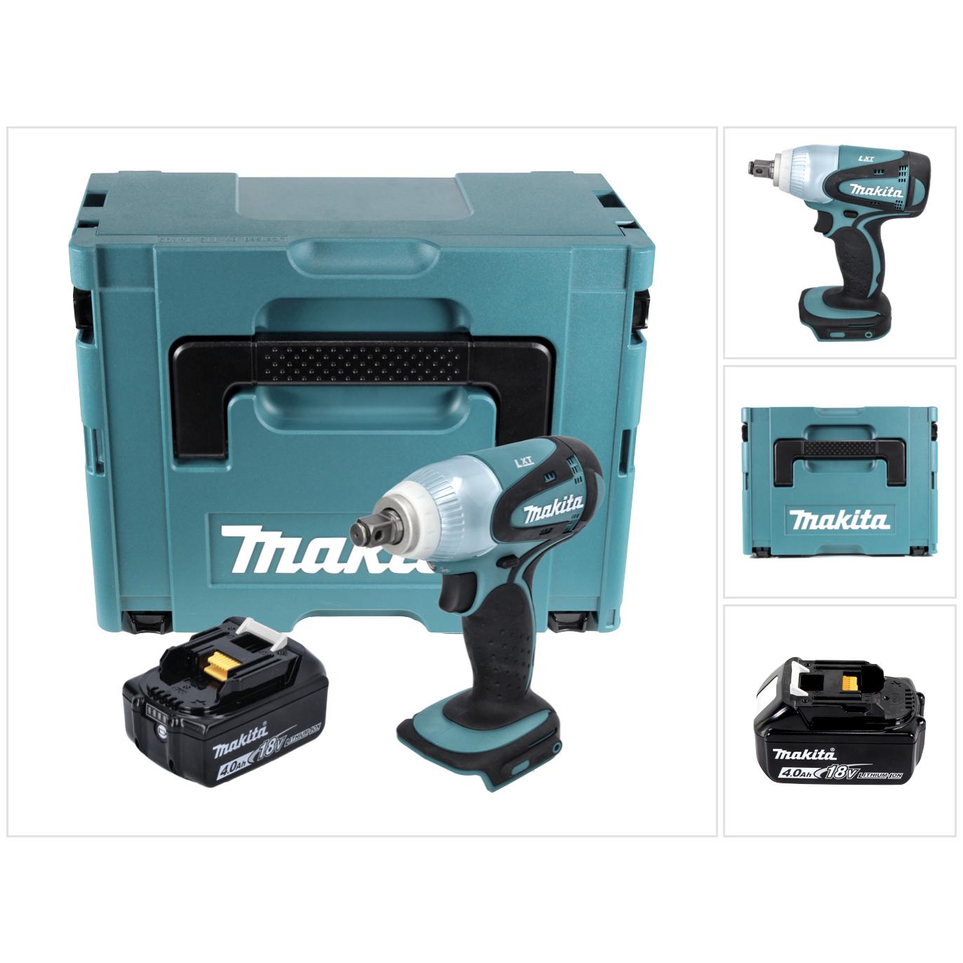 Makita, Bohrmaschine + Akkuschrauber, DTW 251 M1J Akku Schlagschrauber 18 V 230 Nm 1/2" + 1x Akku 4,0 Ah + Makpac - ohne...