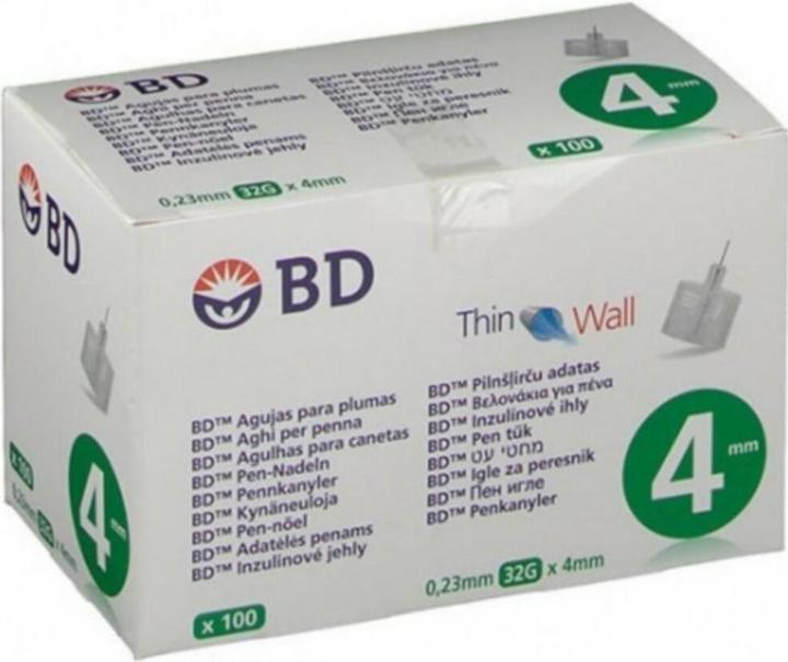 Productafbeelding BD Dunwandige pennaalden 32G 4mm (Pennaalden + wegwerpnaalden)