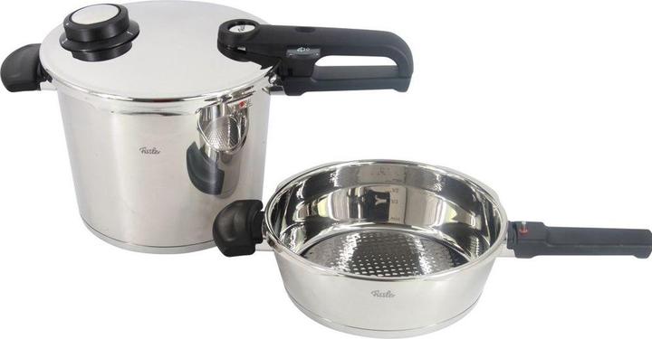 Fissler Pressure cooker duo set VITAVIT PREMIUM version 2022 - 6 litres + 3.5 litres (22 cm, Pan set + pot set, Stainless steel)