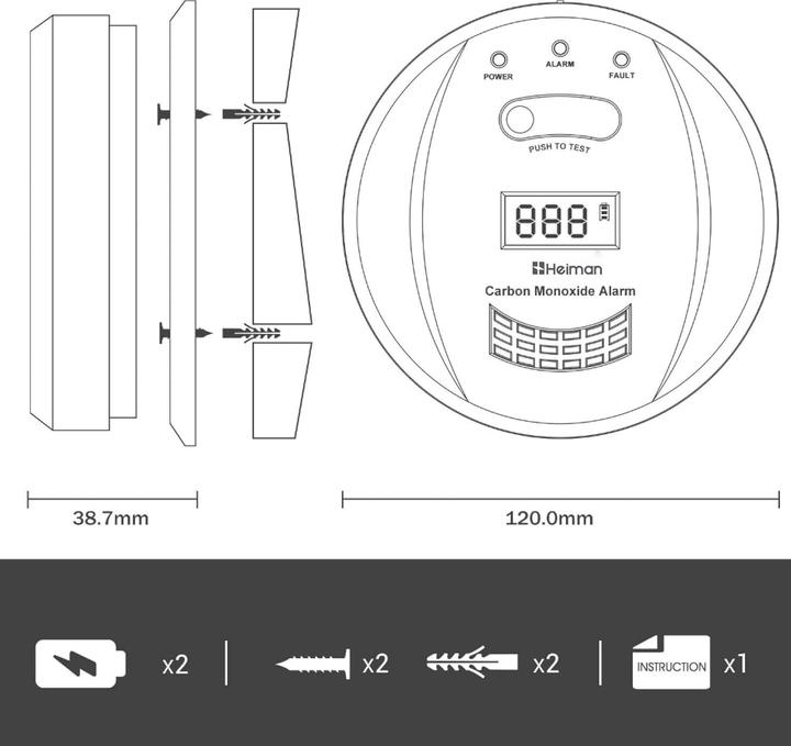 Actual product image Heiman Carbon monoxide detector