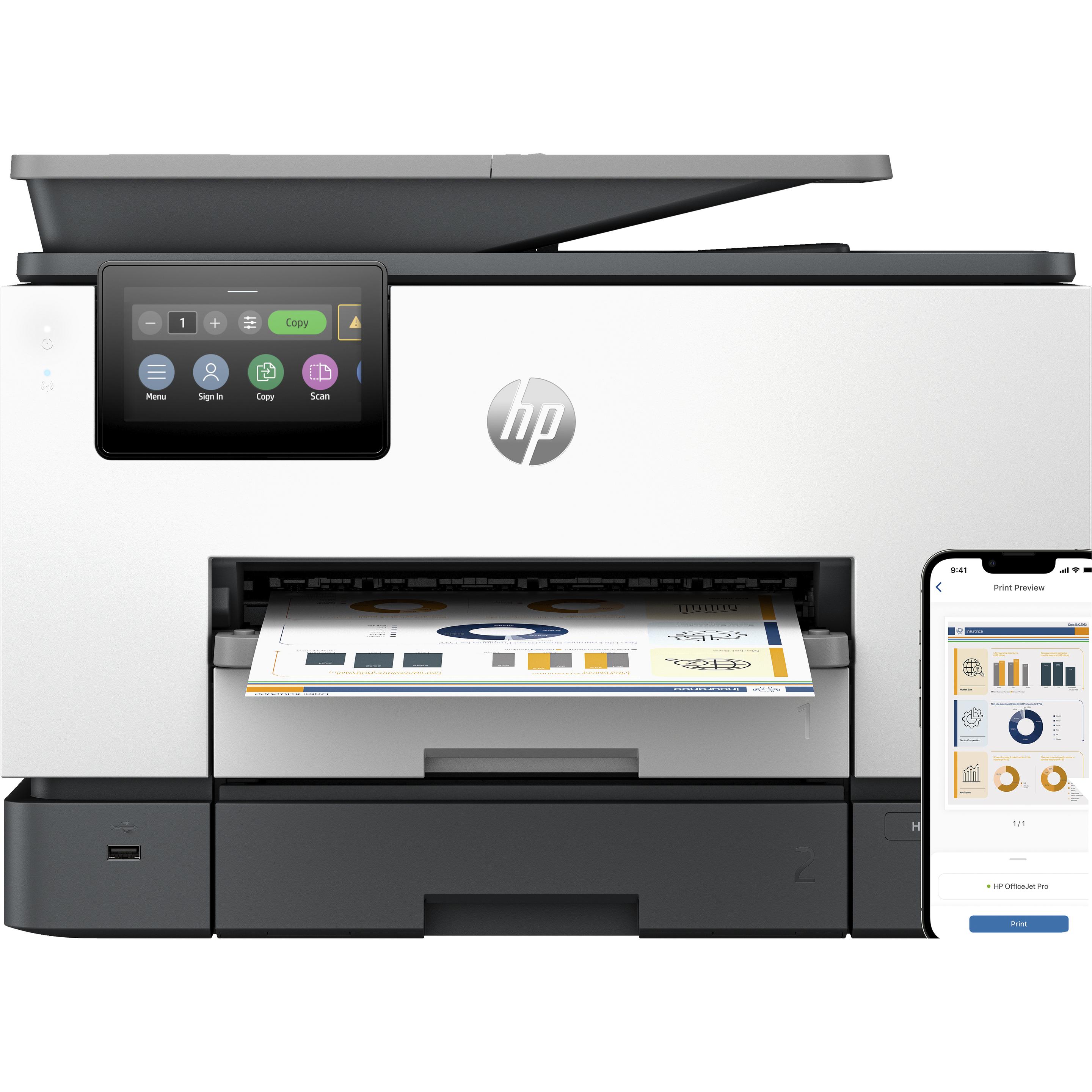 HP OfficeJet Pro 9130b All-in-One (Tintenpatrone, Farbe), Drucker, Grau