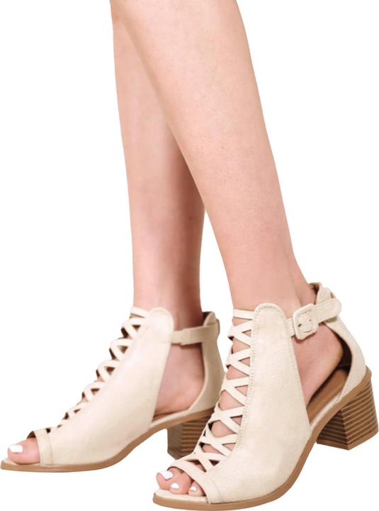 Actual product image Where's That From Womens/Ladies Reydah Criss-Cross PU Peep Toe Mid High Block Sandals (39)