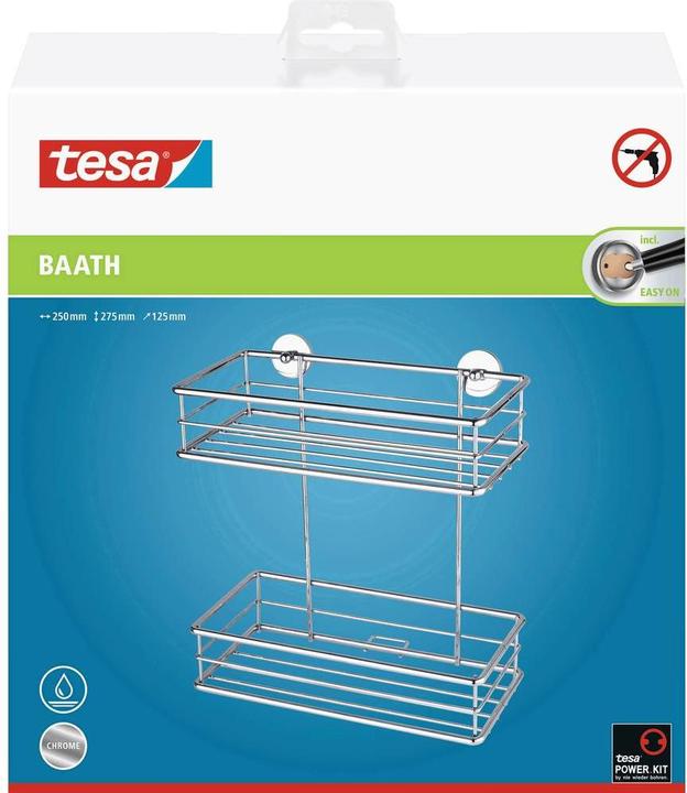 Produktbild tesa BAATH+ Duschkorb inkl. Klebelösung ohne Bohren (27.60 x 25 x 12.50 cm)