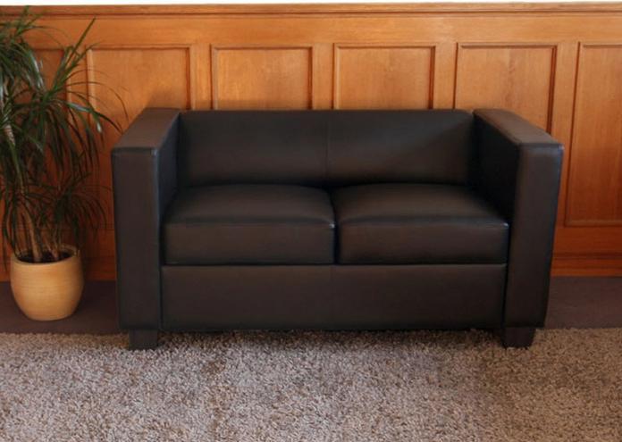 Immagine prodotto Mendler Divano a 2 posti Divano Loungesofa Lille - pelle, nero (2 posti)