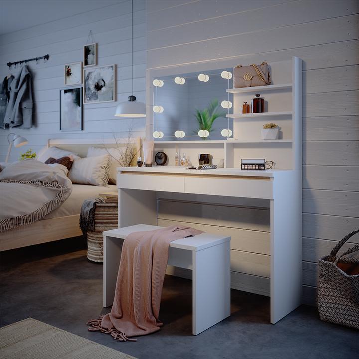 Image du produit Vicco Emma avec étagère miroir, banc & éclairage LED (120 x 41.80 x 83 cm)