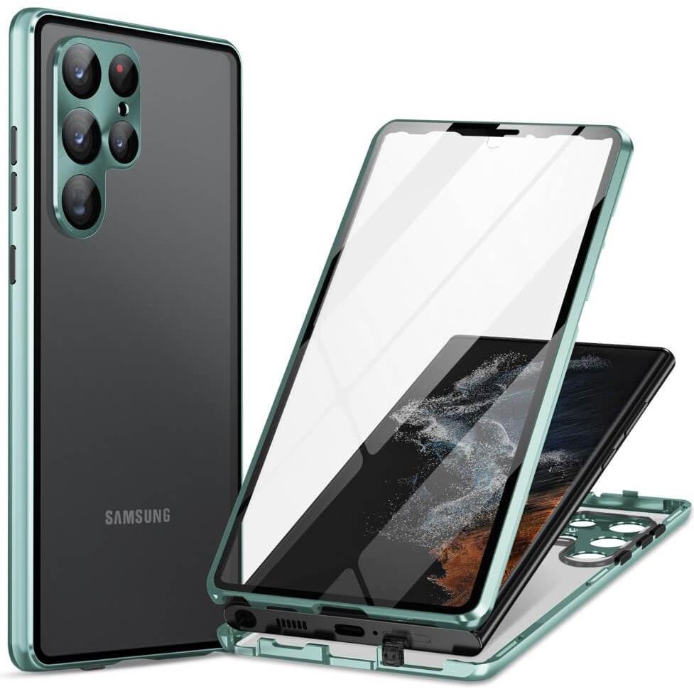 Cover-Discount Magnetische Schutzhülle mit Panzerglas grün (Samsung Galaxy S24 Ultra), Smartphone Hülle, Grün