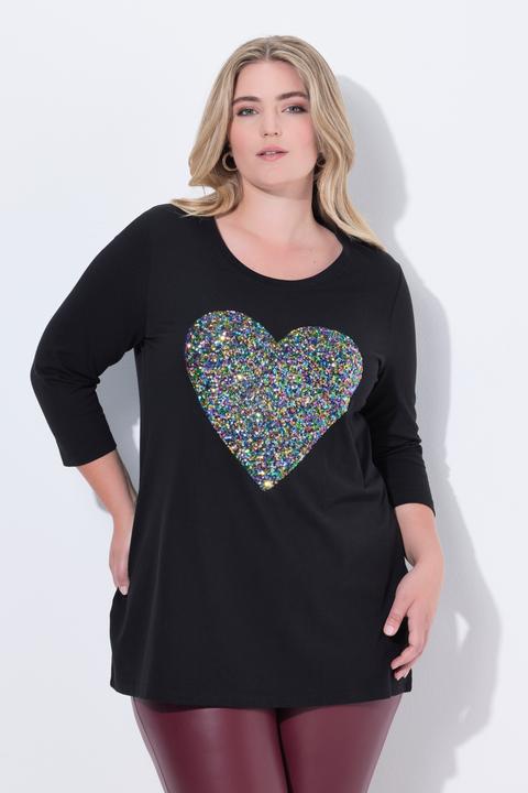 Actual product image Miamoda T-Shirt, A-Linie, farbiges Pailletten-Herz (56)