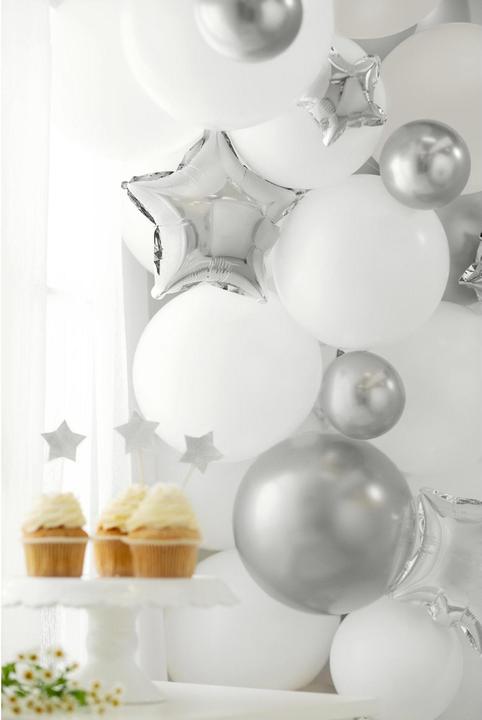 Actual product image Partydeco Balloon Glossy Silver, Ø 12 cm, 50 pieces (50x)