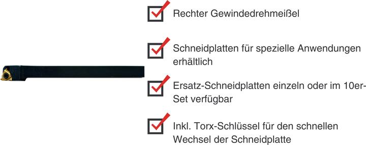 Actual product image Paulimot Drehmeissel für Aussengewinde 8 x 8 mm SER0808H11