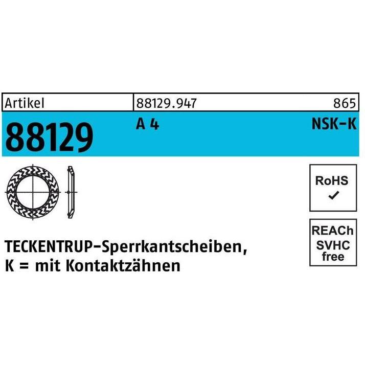 Teckentrup, Dadi + Rondelle, Rondella di sicurezza R 88129 NSK-K 12 A 4
