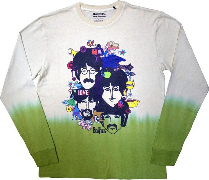 Immagine prodotto The Beatles Maglietta unisex adulto Yellow Submarine Heads Collage lavata a maniche lunghe (S)