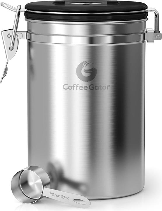 Coffee Gator Edelstahl-Kaffeedose mit Datumsanzeige und CO2-Ventil (1.91 l)