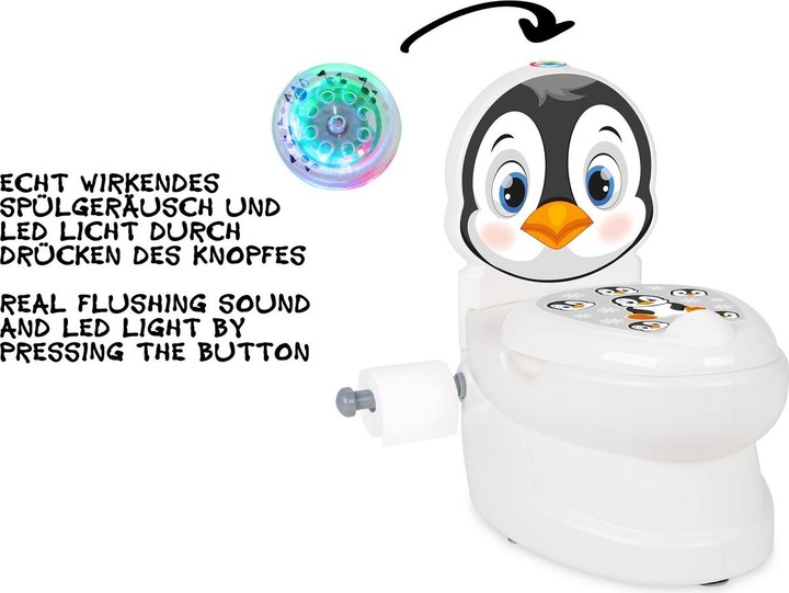 Actual product image Jamara My Little Toilet Penguin with Flushing Sound and Toilet Paper Holder