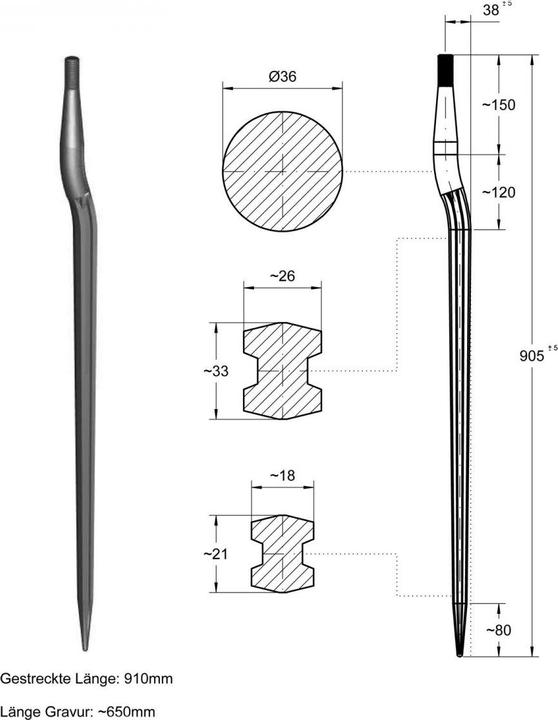 Produktbild Dema Frontladerzinken gekröpft 900 mm / 22x1,5