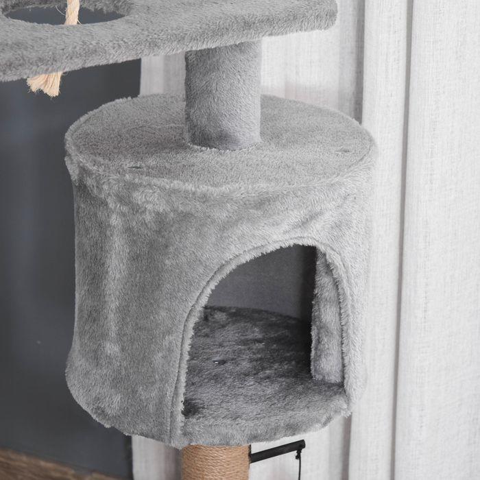 Actual product image Swisshandel24 Scratching post 120 cm jute trunk, for cats up to 5 kg, light grey (120 cm, Light grey+beige)