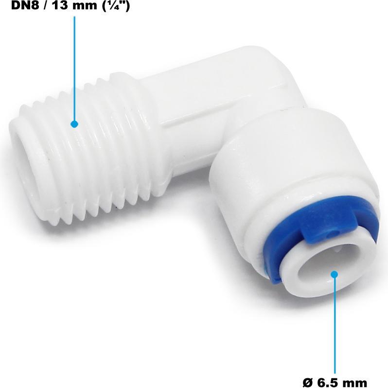 Naturewater, Schlauchanschluss + Schlauchverbinder, Jaco-Fitting Schlauch 1/4Zoll-6,5mm AG 90° Wasser Ultrafiltration Mi...