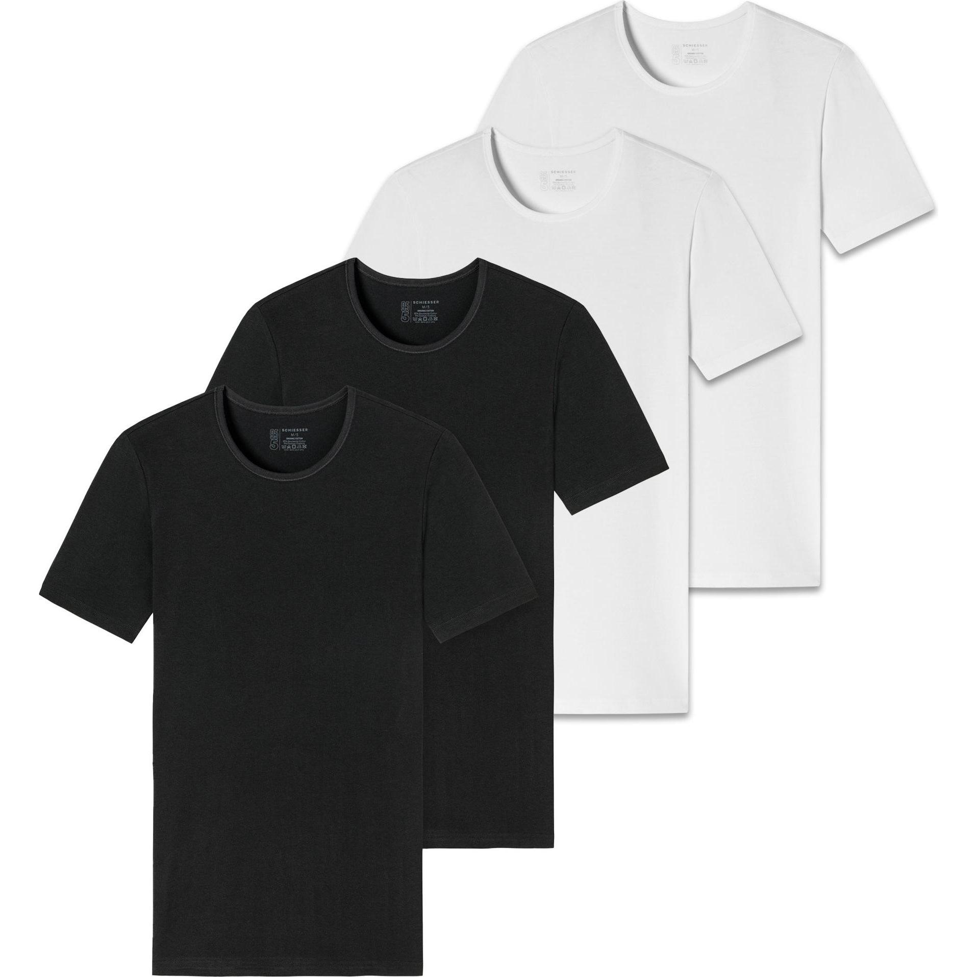 Schiesser, Herren, Shirt, T-Shirt Casual Bequem sitzend 2PACK T-shirt, Schwarz, (S)