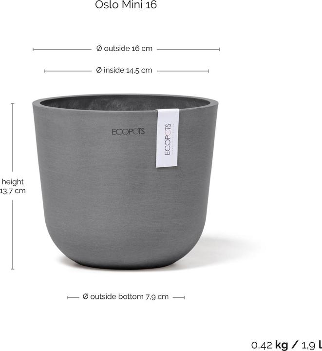 Immagine prodotto Ecopots Oslo Mini (16 cm)