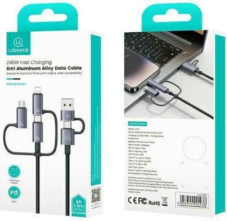 Produktbild Usams Kabel 240W 6w1 Fast charging 1,2m Data Cable Aluminium Alloy Sufeng Seria 2M (SJ737) (1.20 m, 240 W)