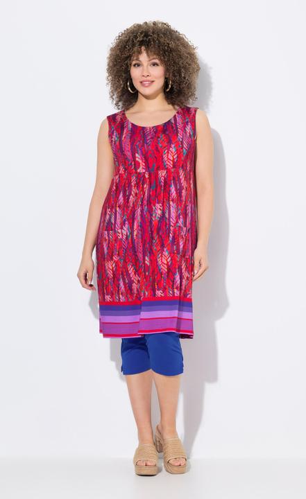 Image du produit Ulla Popken Robe courte en jersey, sans manches. Silhouette en A évasée. Décolleté rond et imprimé cachemire. (46, 48)